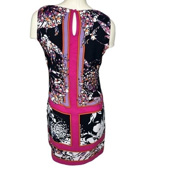 ADRIANNA PAPELL Hot Pink Multi Colored Sleeveless Dress With Pockets Size 4 - Picture 2 of 16
